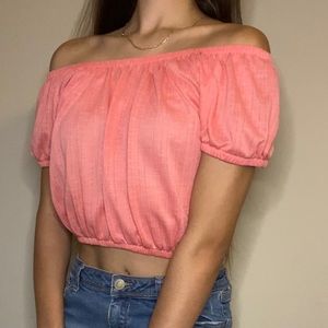 Off the shoulder Coral pink Crop top